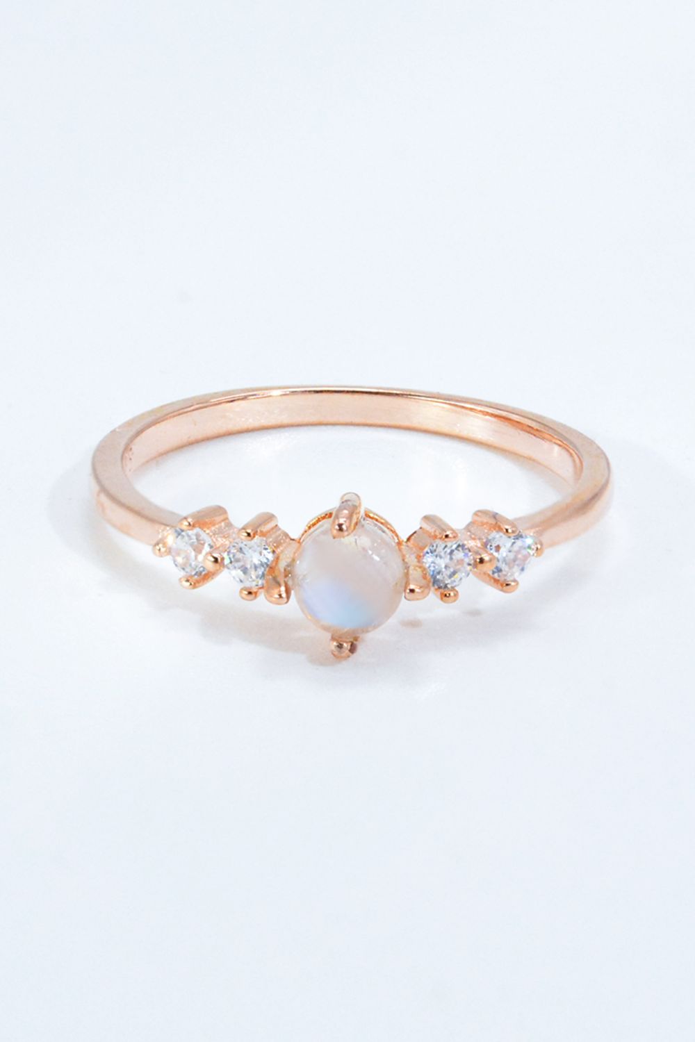Women’s Natural Moonstone and Zircon 18K Rose Gold-Plated Ring
