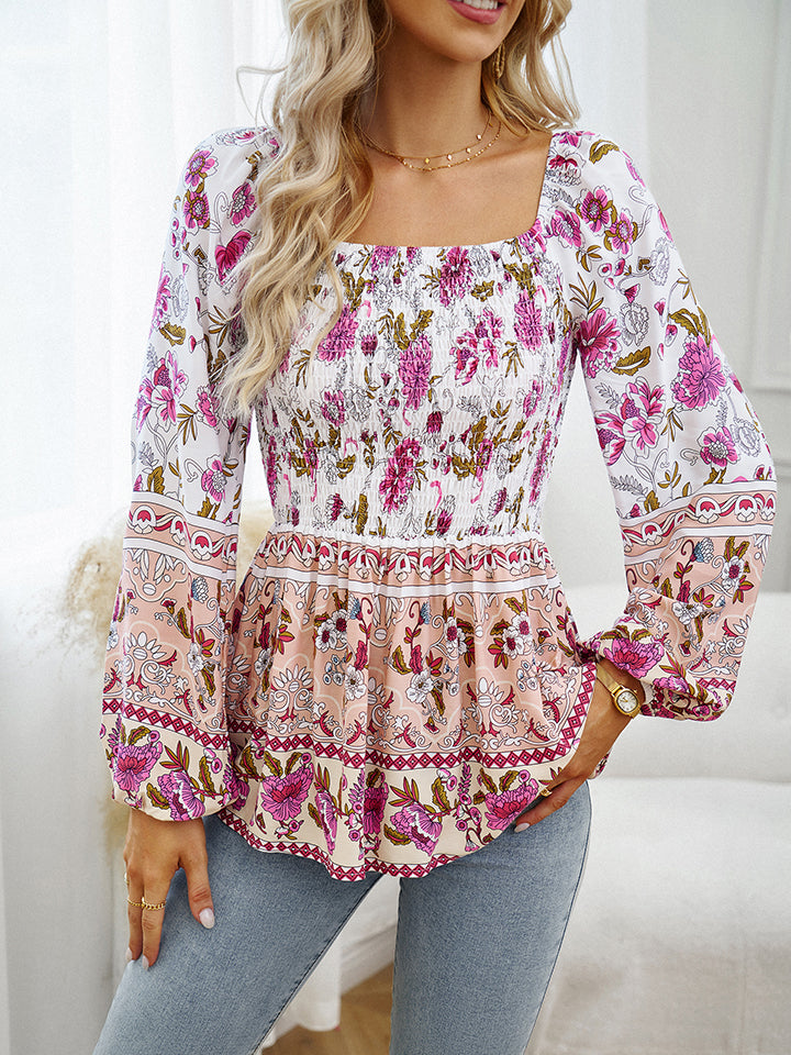 Women’s Square Neck Printed Blouse