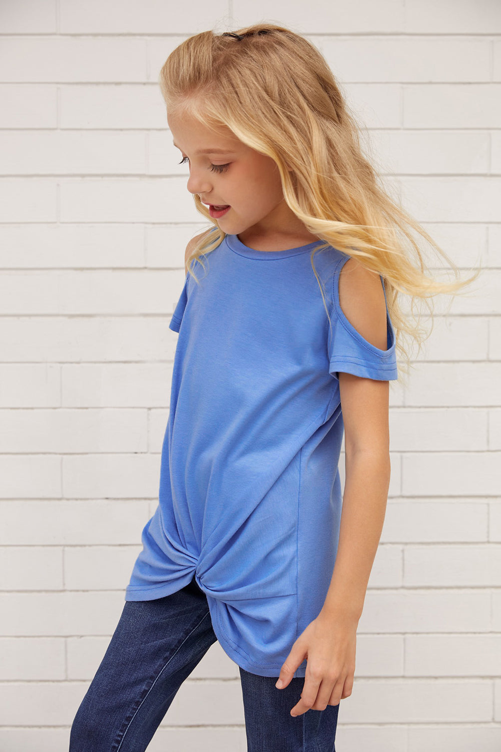 Children’s Girls Cold-Shoulder Twist Front T-Shirt