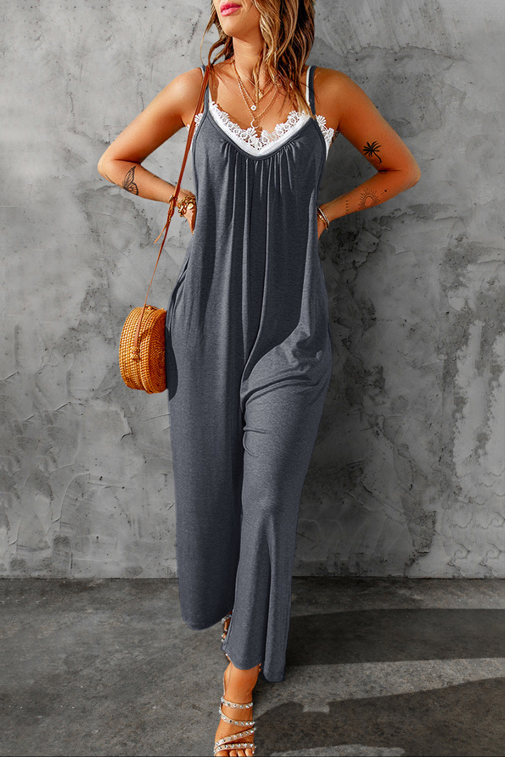 Women’s Spaghetti Strap Wide Leg Jumpsuit