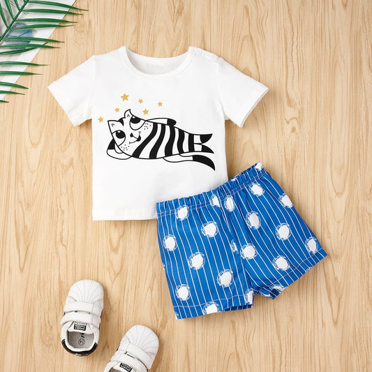 Children’s Girls Graphic Top and Printed Shorts Set
