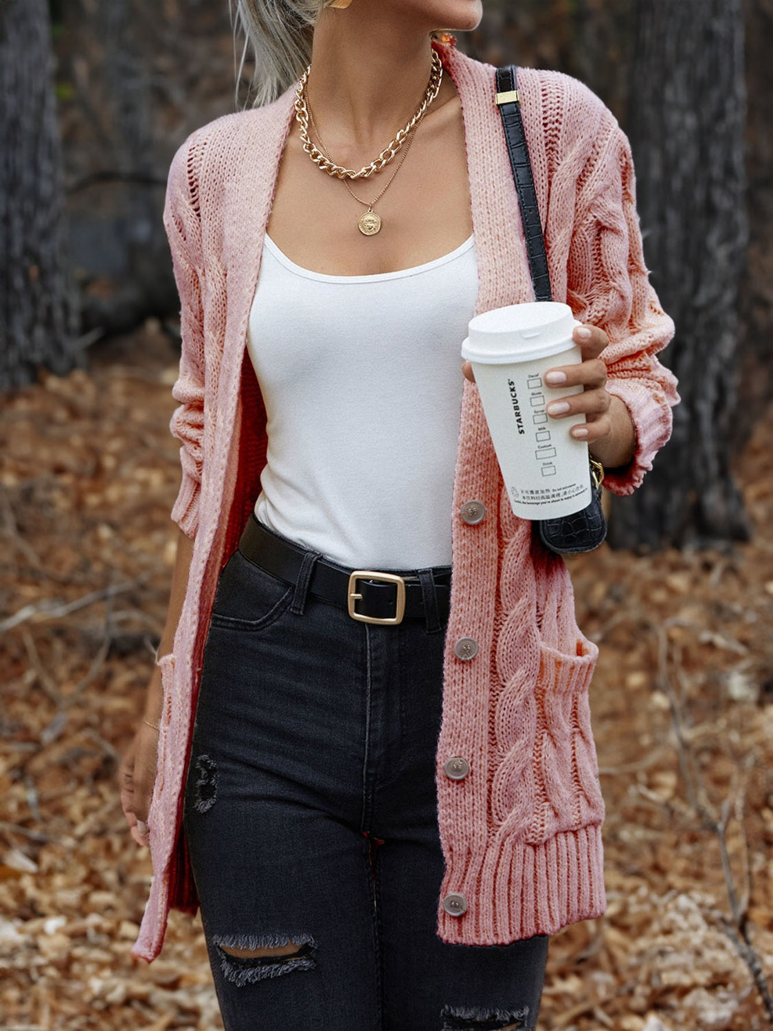 Women’s Cable-Knit Button Down Cardigan