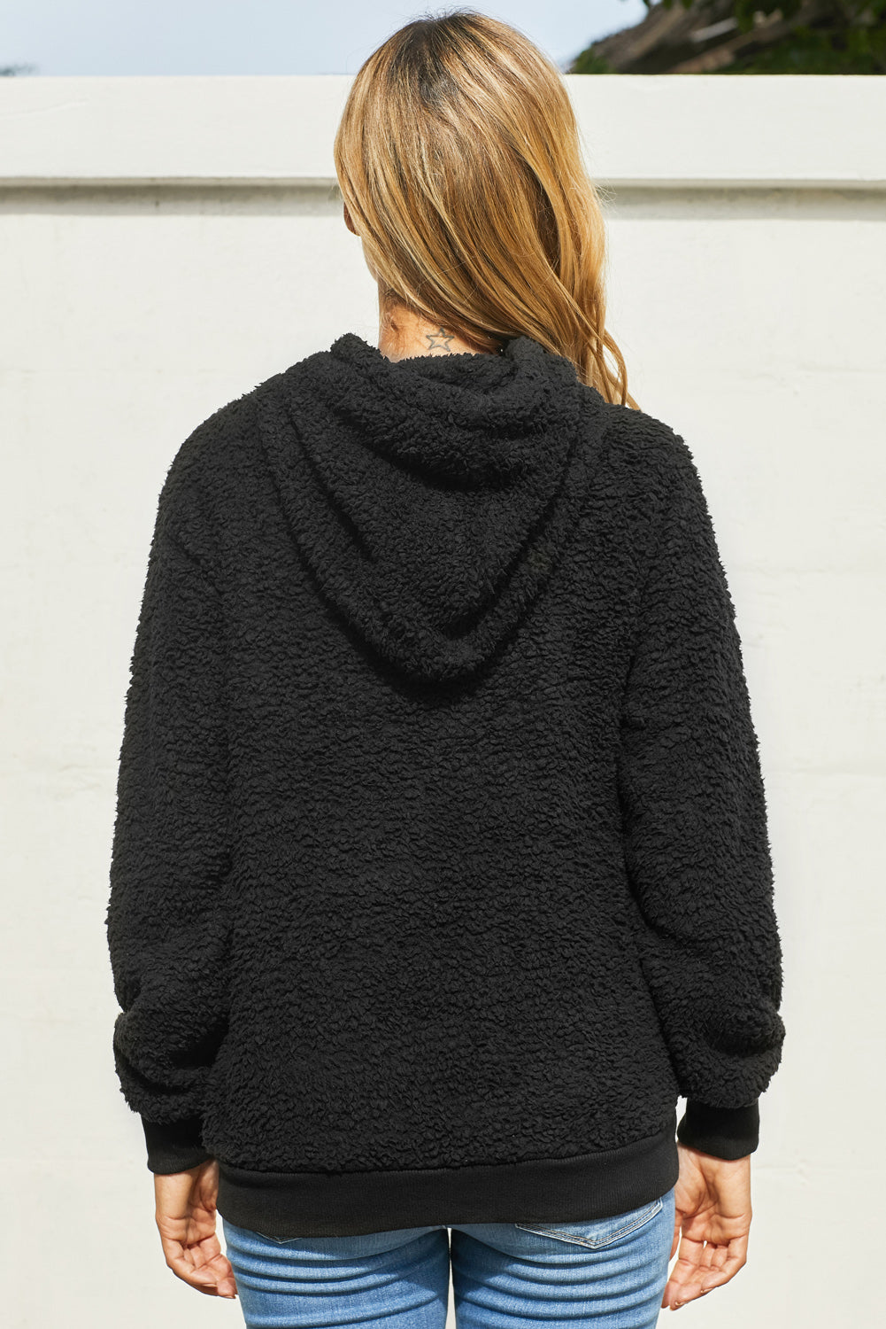 Women’s Drawstring Sherpa Hoodie with Pocket