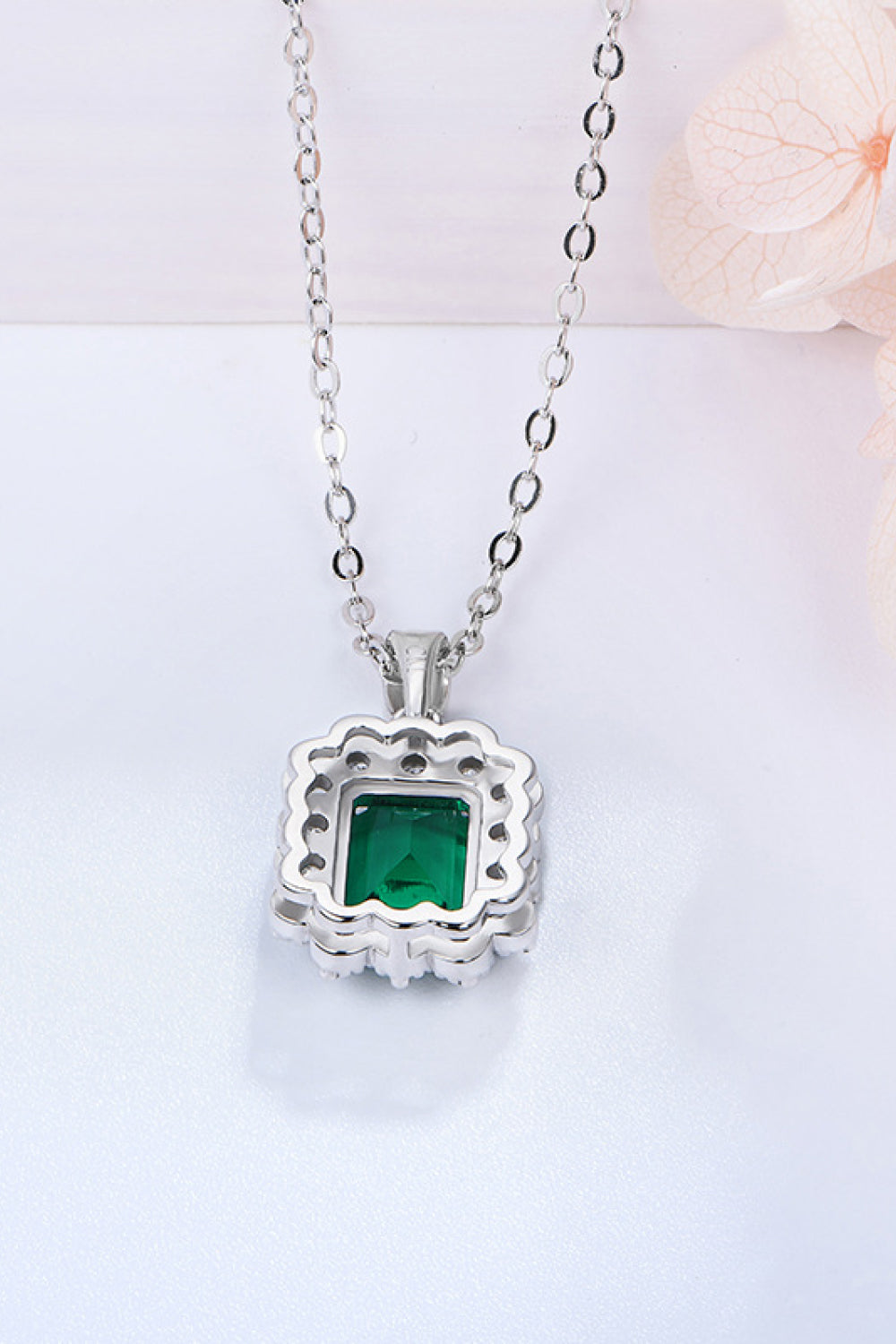 Women’s 1.5 Carat Lab-Grown Emerald Pendant 925 Sterling Silver Necklace