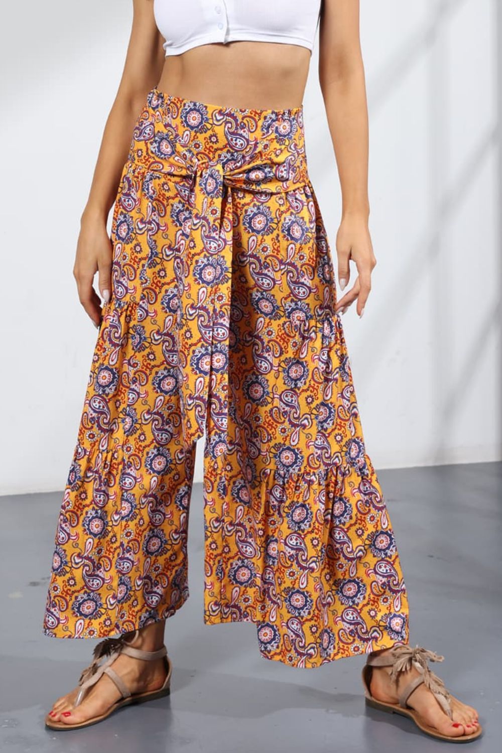 Women’s Printed Tie-Front Culottes