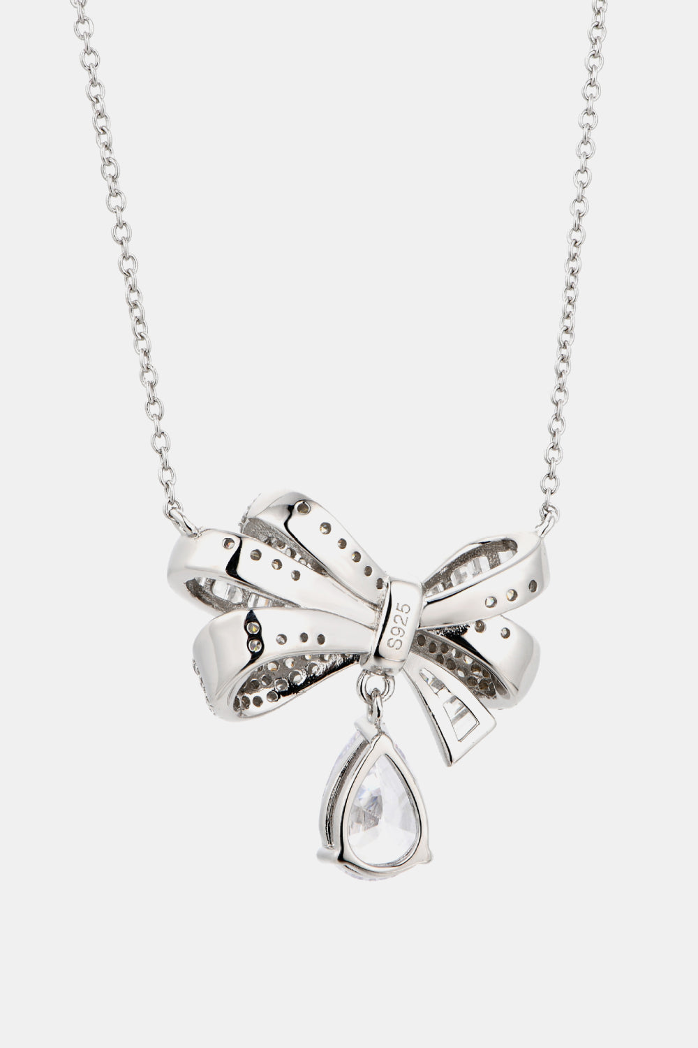 Women’s Teardrop Shape 925 Sterling Silver Zircon Pandent Necklace