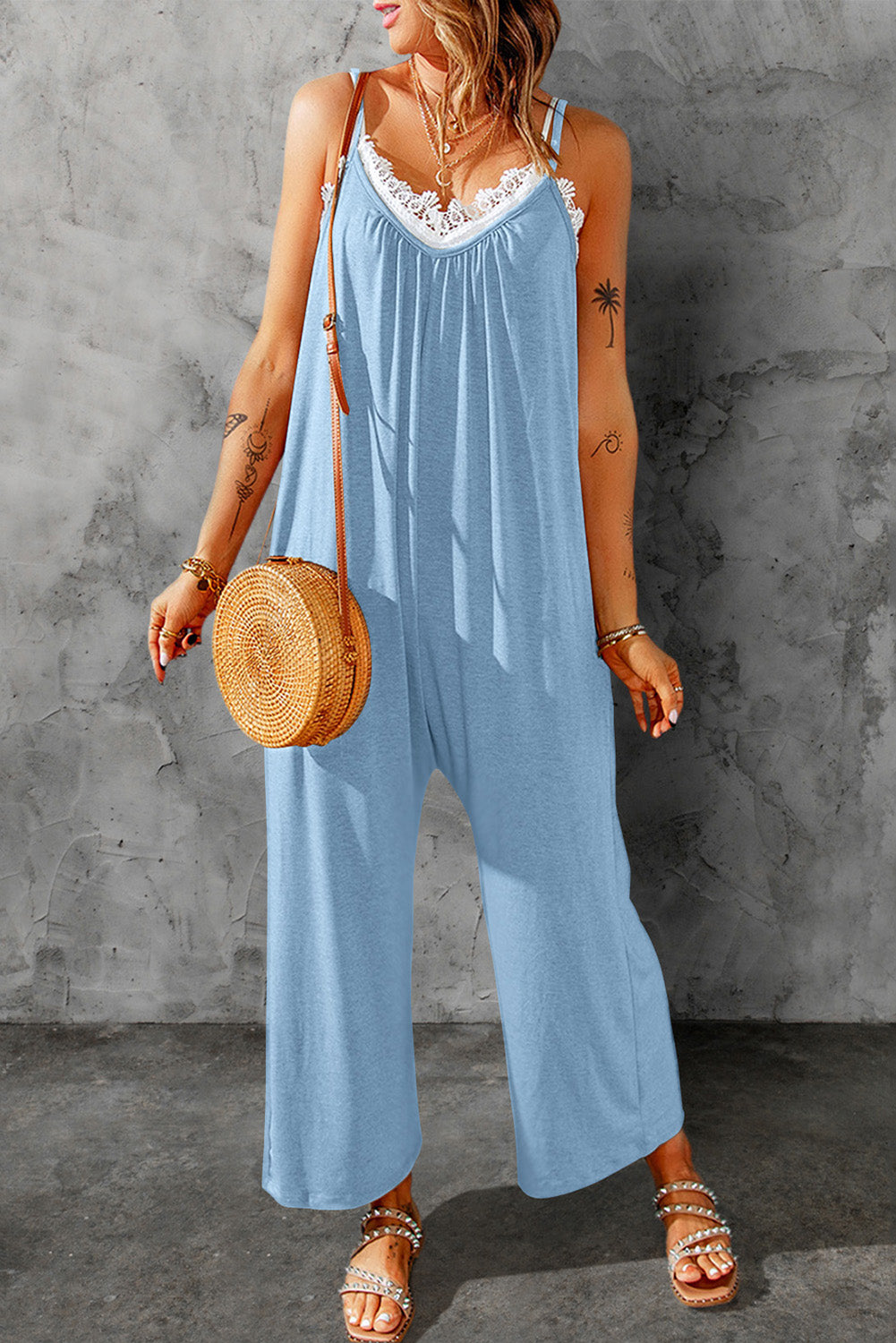 Women’s Spaghetti Strap Wide Leg Jumpsuit