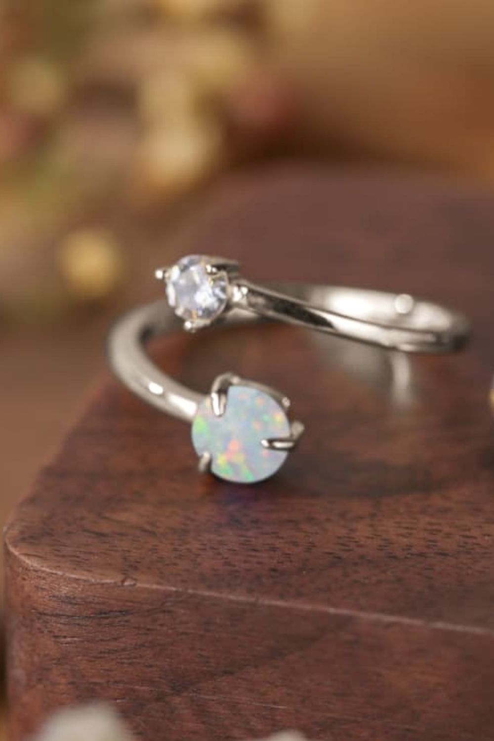 Women’s Opal 925 Sterling Silver Bypass Ring