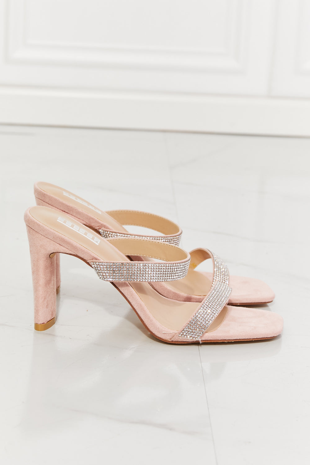 Women’s MMShoes Leave A Little Sparkle Rhinestone Block Heel Sandal in Pink