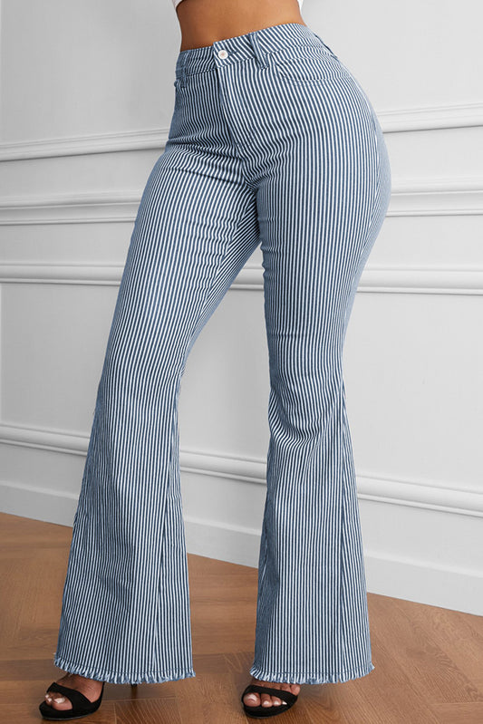 Women’s Striped Fringe Detail Flare Pants