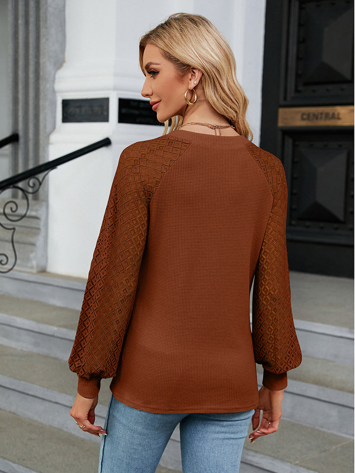 Women’s Notched Neck Long Sleeve Blouse