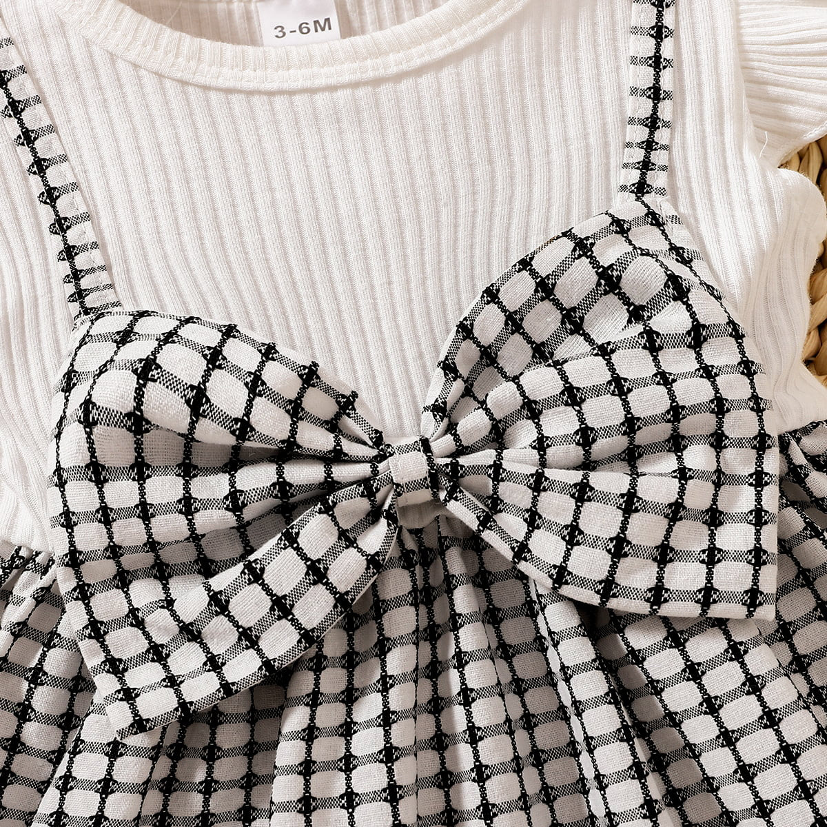 Children’s Girls Plaid Bow Detail Round Neck Dress