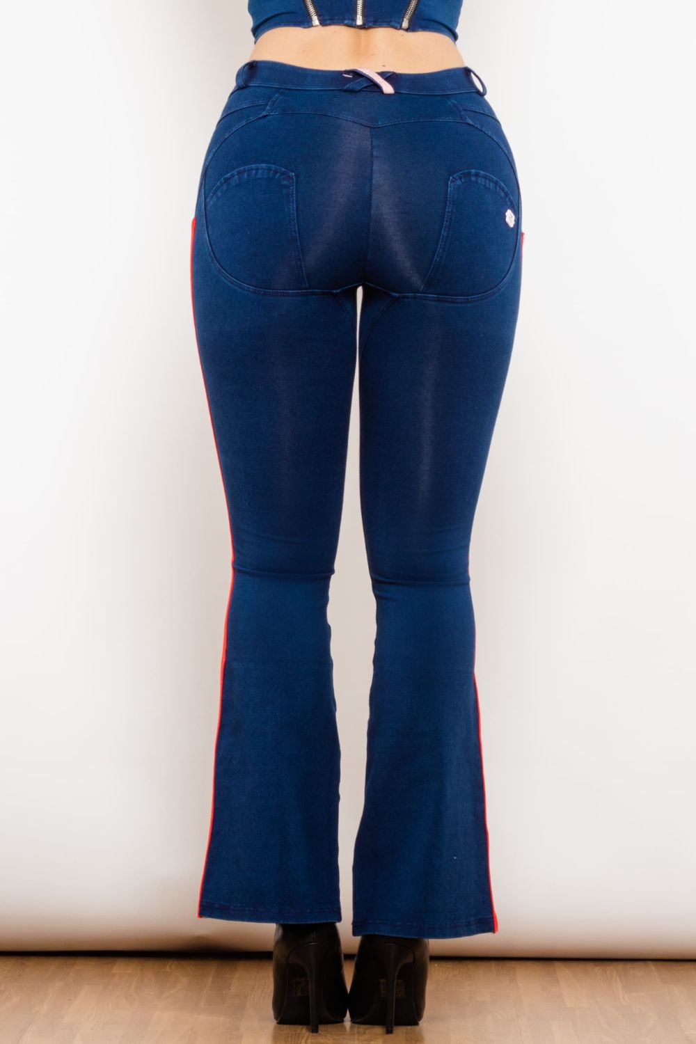 Women’s Side Stripe Buttoned Bootcut Jeans