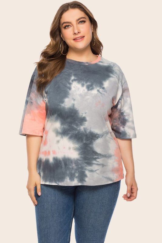 Women’s Plus Size Tie-Dye Half Sleeve Tee Shirt