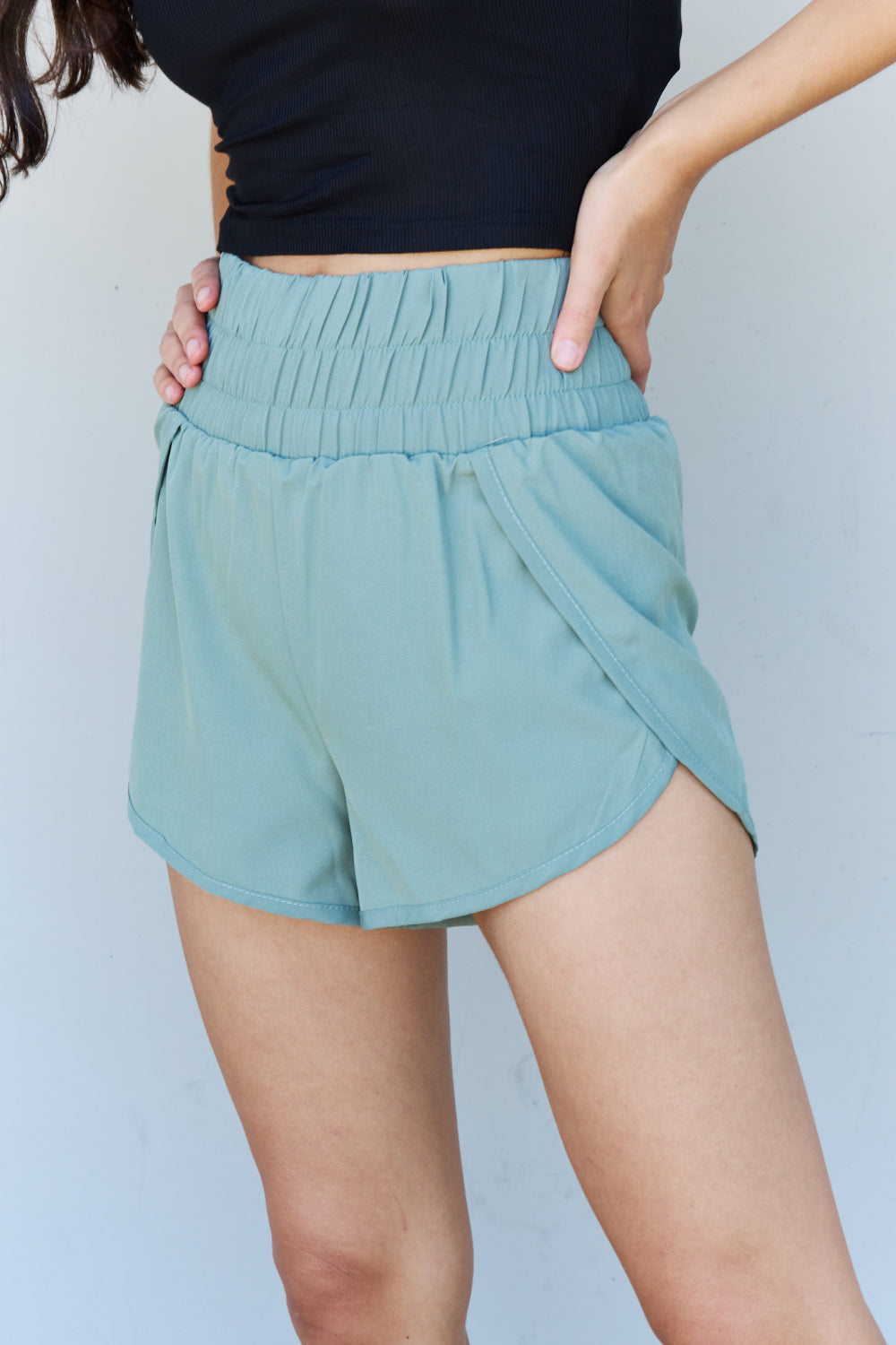 Women’s Ninexis Stay Active High Waistband Active Shorts in Pastel Blue