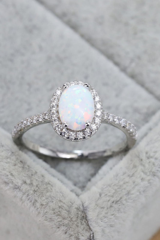 Women’s Opal 925 Sterling Silver Halo Ring