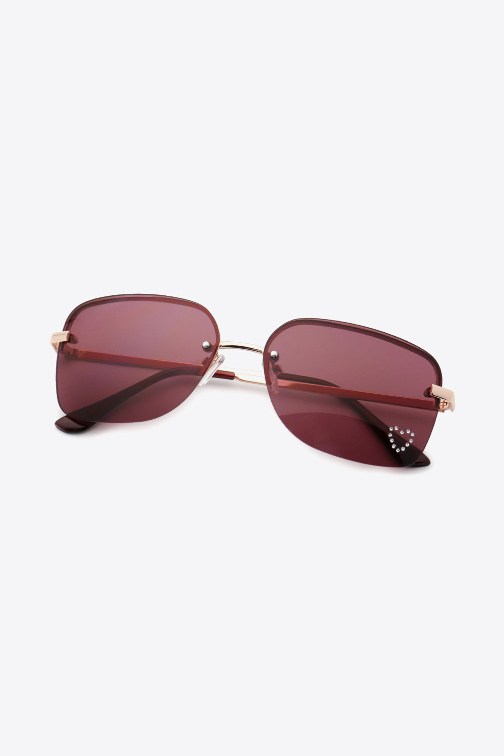 Women’s Rhinestone Heart Metal Frame Sunglasses