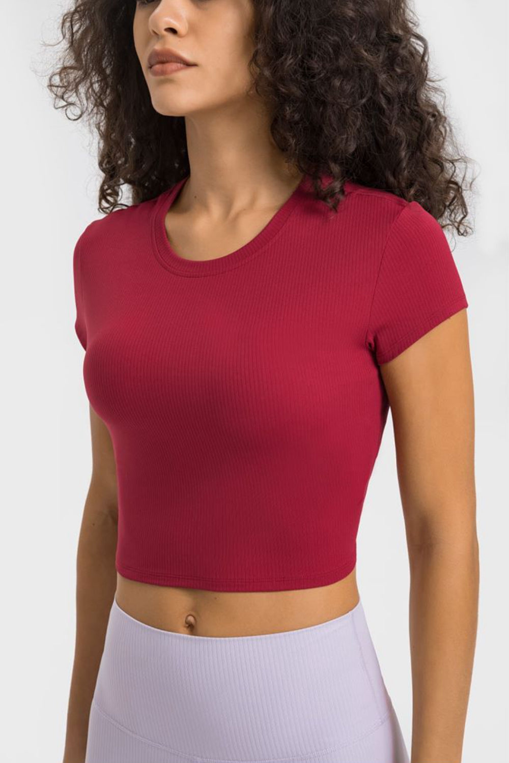 Women’s Round Neck Short Sleeve Cropped Sports T-Shirt