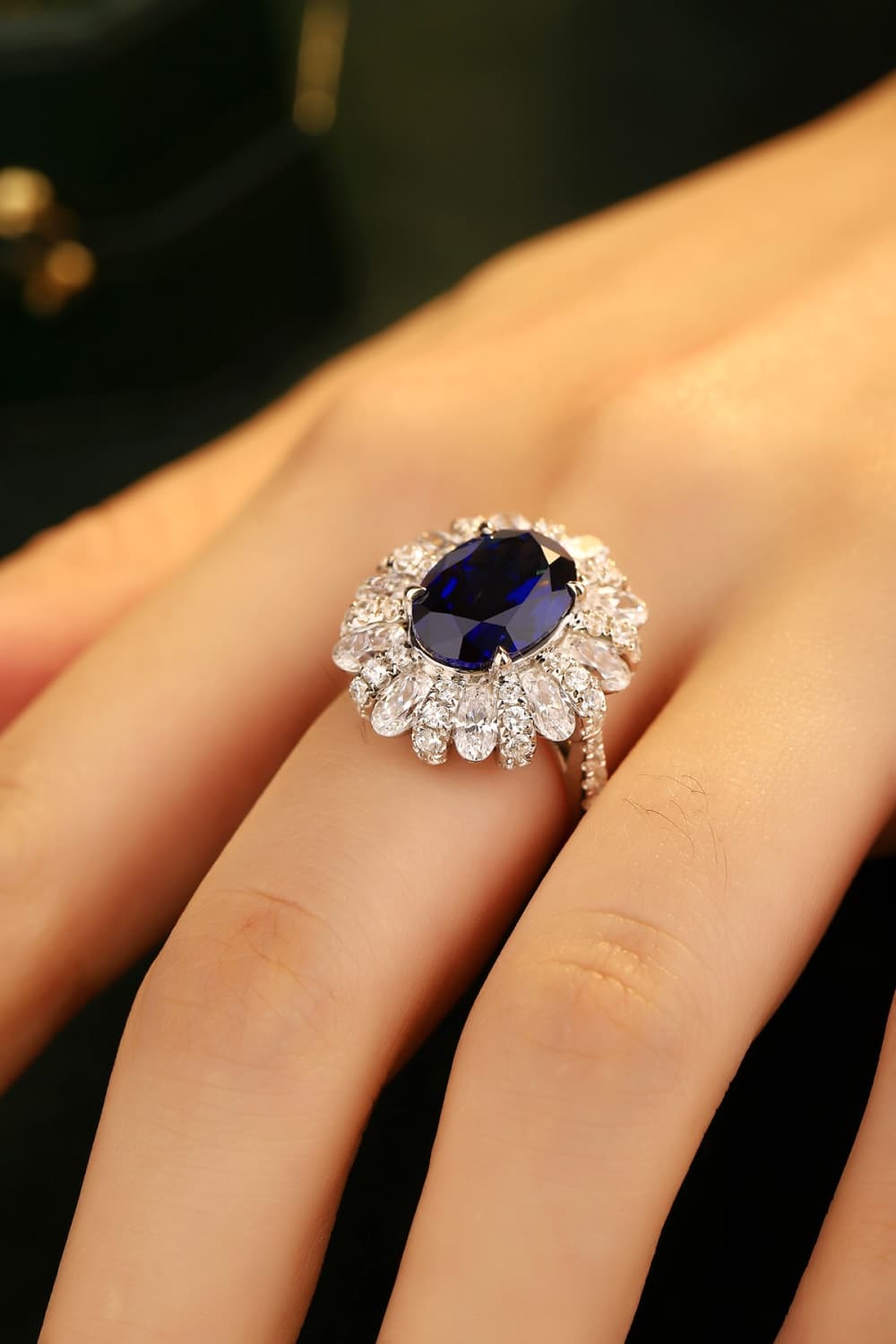 Women’s Lab-Grown Sapphire Flower Shape Ring