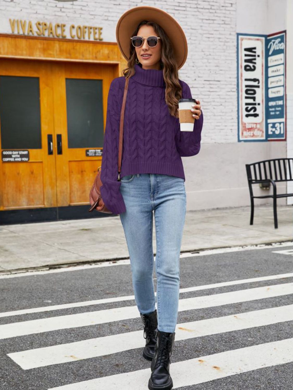 Women’s Turtle Neck Cable-Knit Sweater
