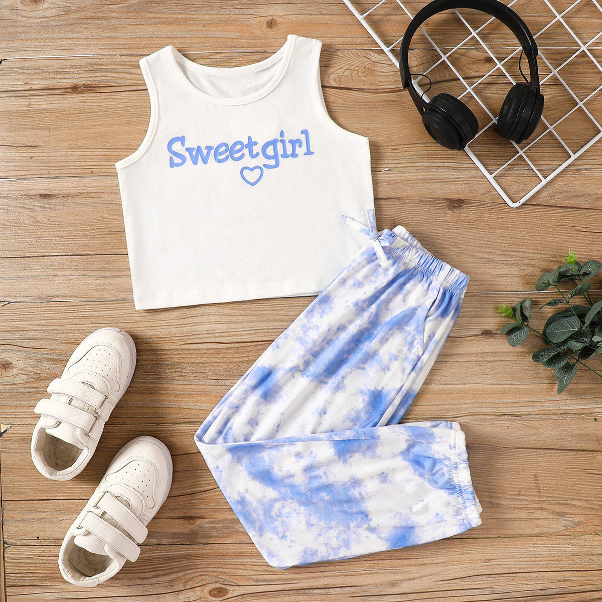 Children’s SWEET GIRL Tank and Tie-Dye Joggers Set