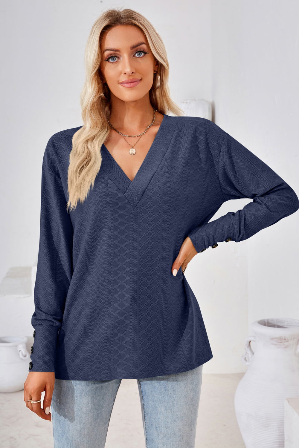 Women’s V-Neck Long Sleeve Blouse