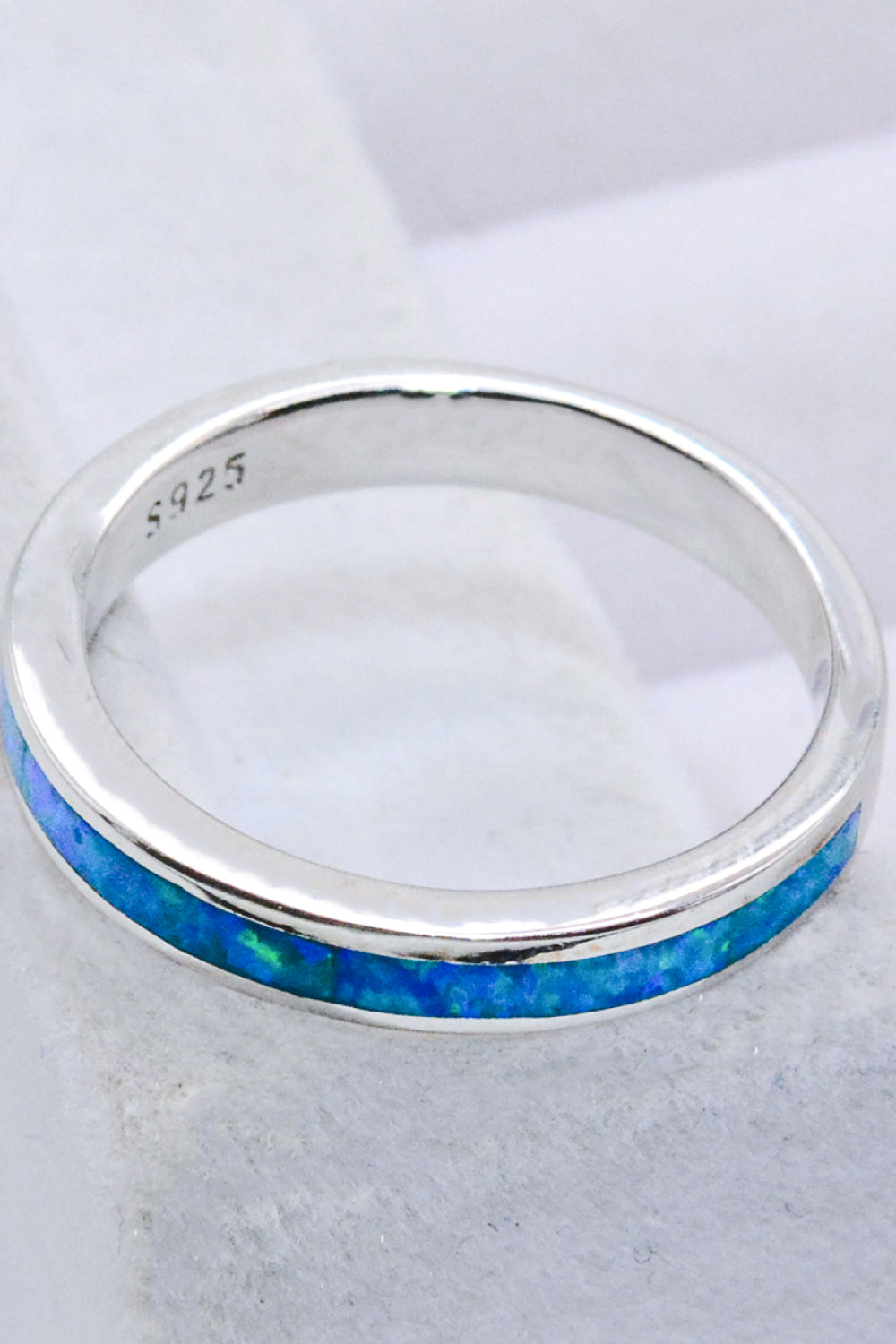 Women’s 925 Sterling Silver Opal Ring in Sky Blue