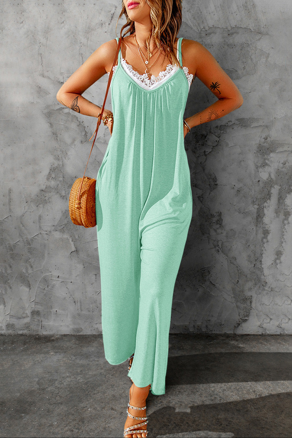 Women’s Spaghetti Strap Wide Leg Jumpsuit