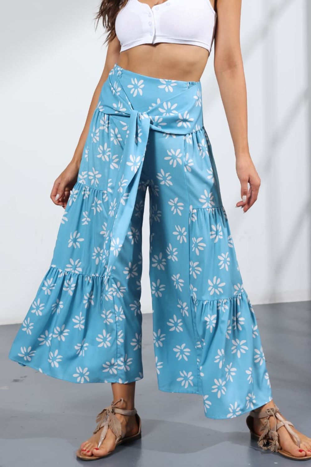 Women’s Printed Tie-Front Culottes