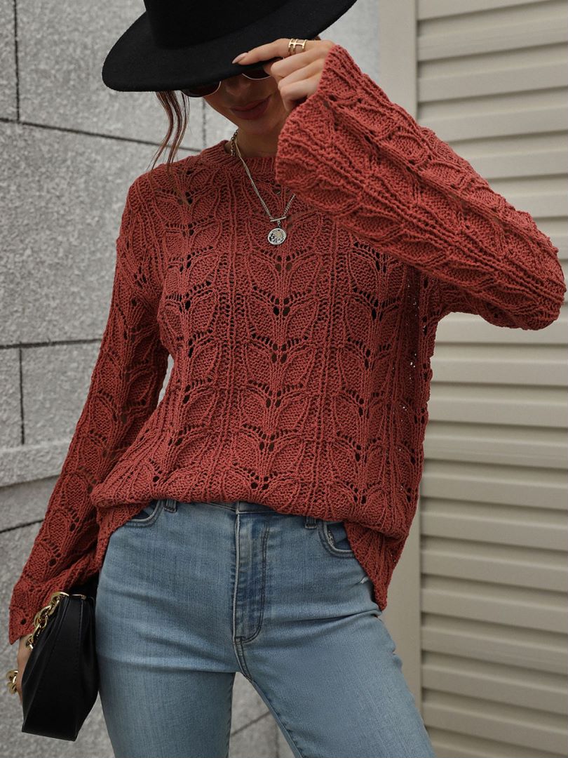 Women’s Openwork Dropped Shoulder Knit Top