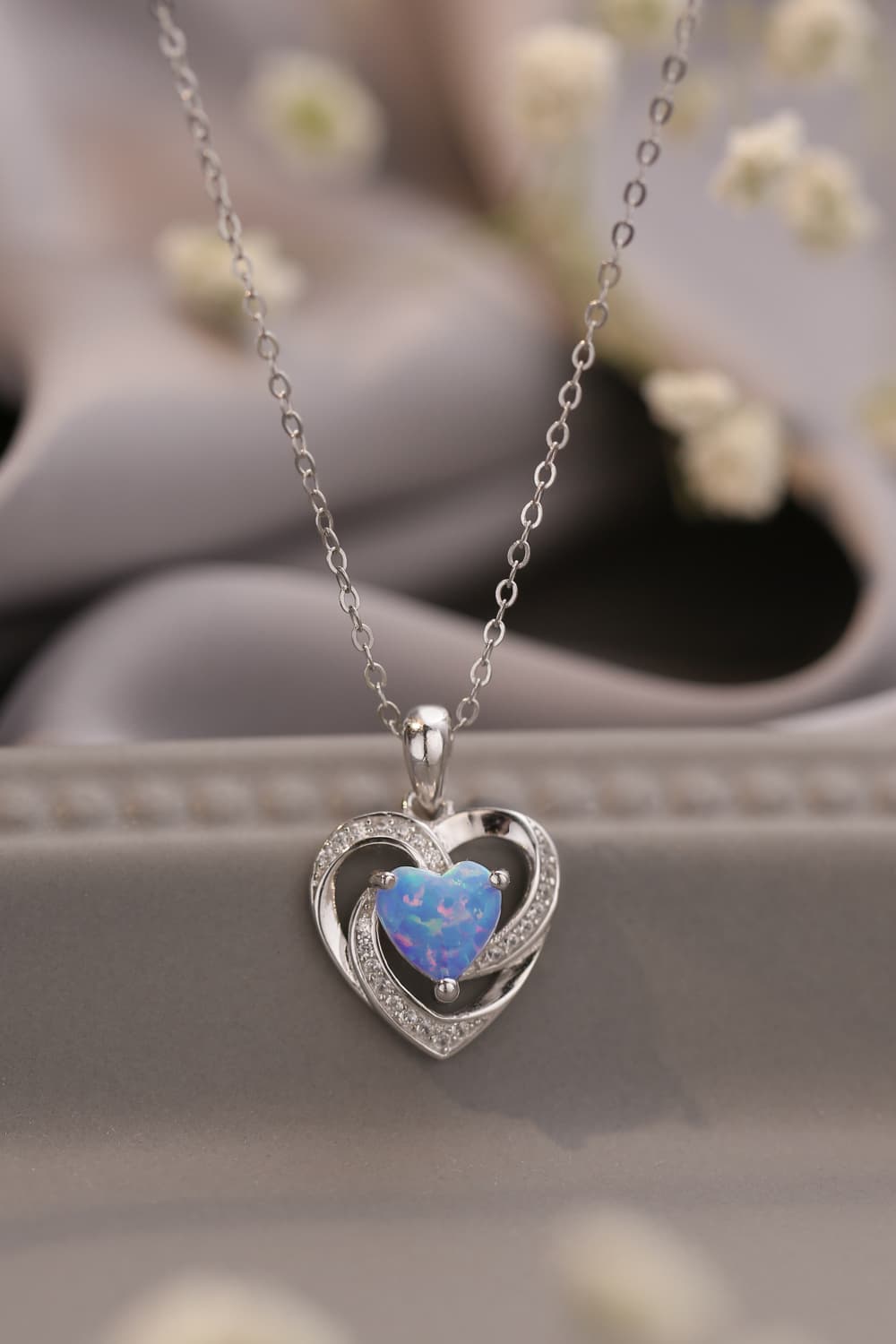 Women’s Opal Heart Pendant Necklace