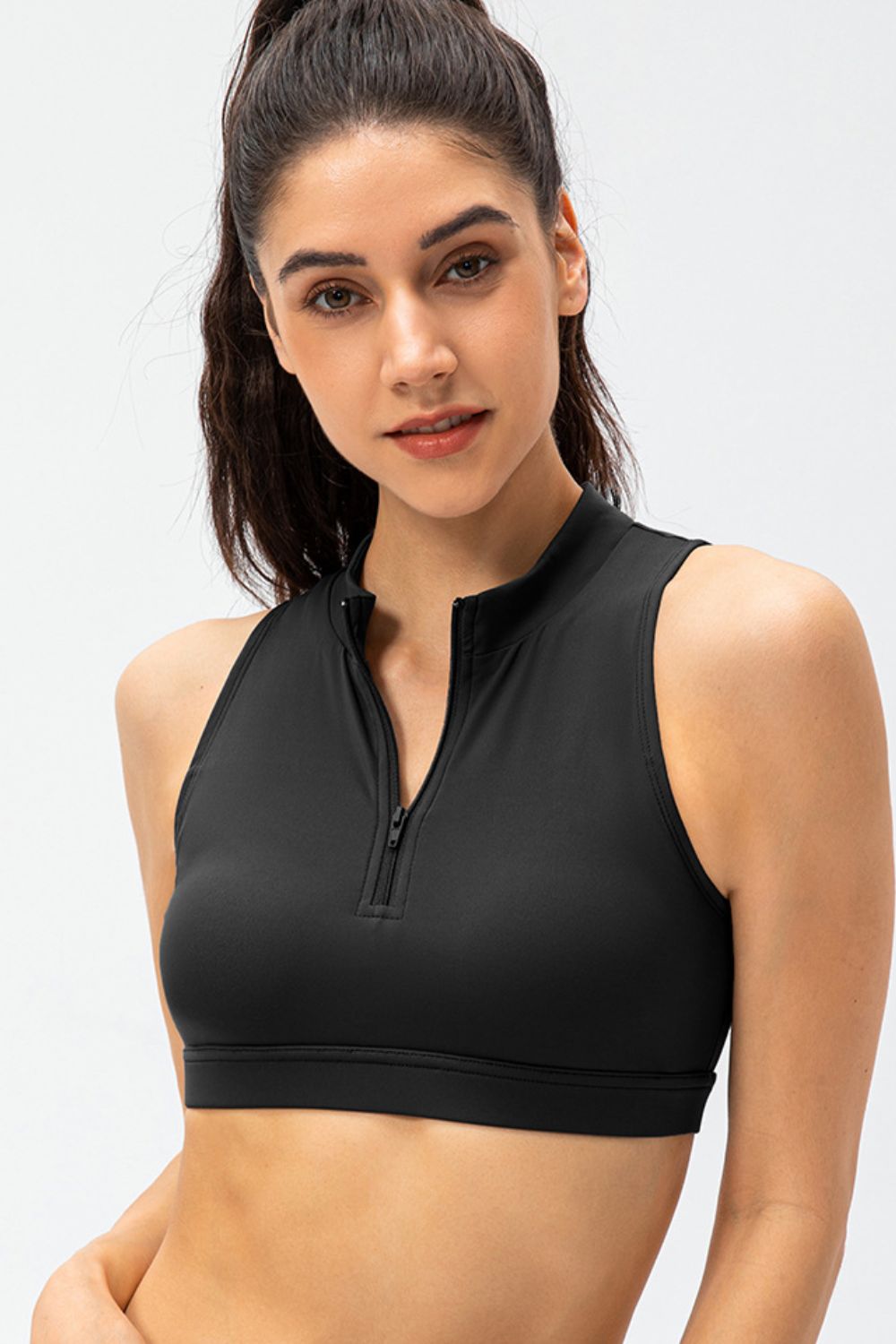Women’s Full Size Cropped Cutout Back Zipper Front Active Tank Top
