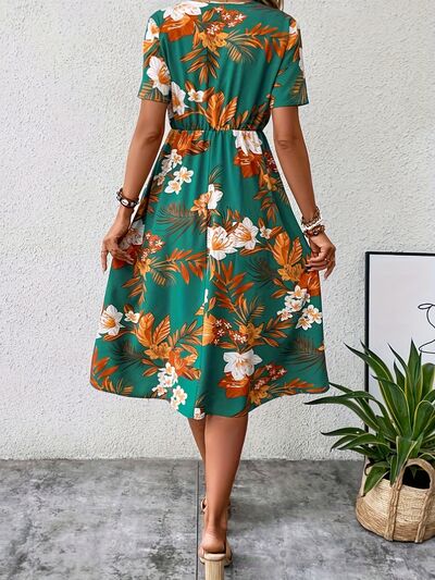 Women’s Floral Surplice Short Sleeve Dress