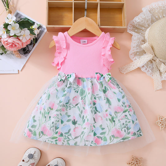 Children’s Girls Floral Bow Detail Dress