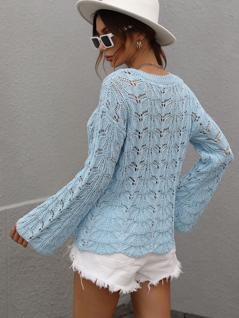 Women’s Openwork Dropped Shoulder Knit Top