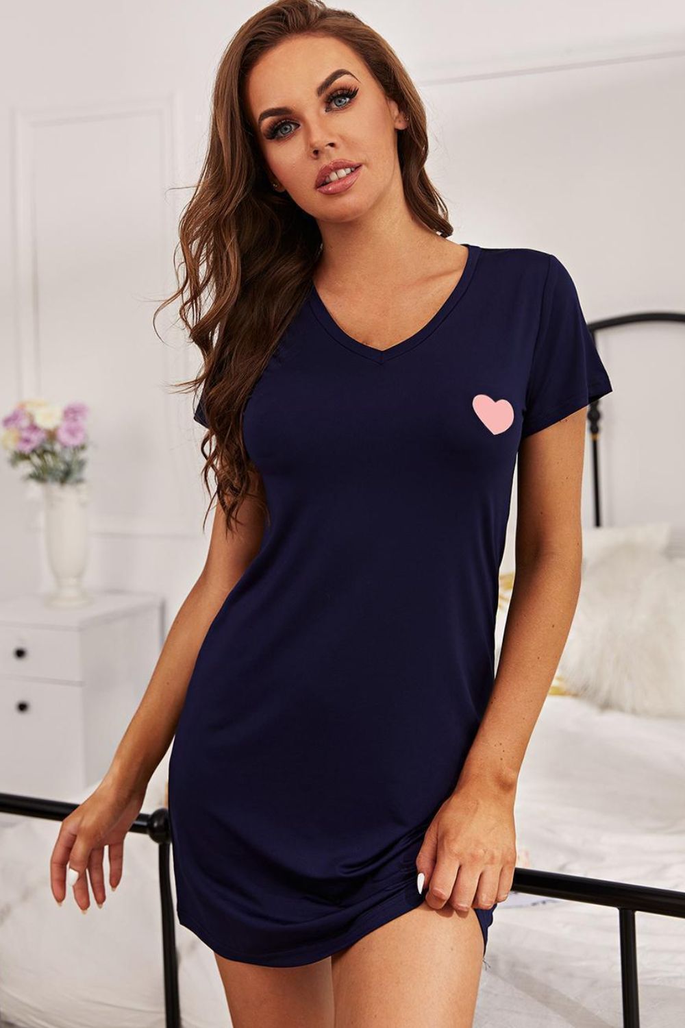 Women’s Heart Graphic Short Sleeve Night Dress