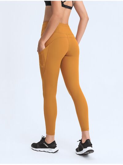 Women’s Double Take Wide Waistband Leggings with Pockets