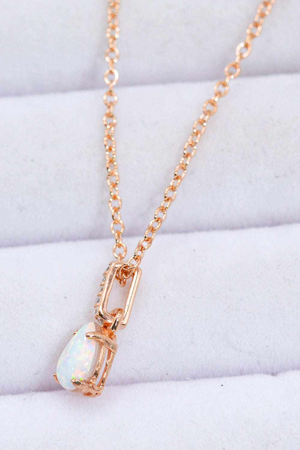 Women’s Opal Pendant 925 Sterling Silver Chain-Link Necklace