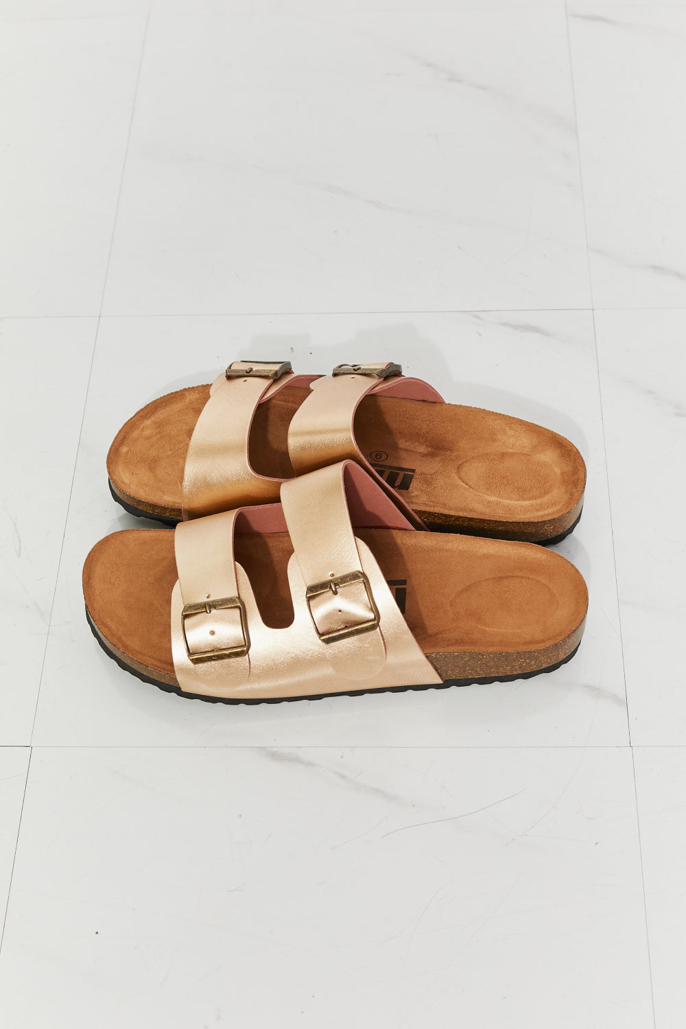Women’s MMShoes Best Life Double-Banded Slide Sandal in Gold