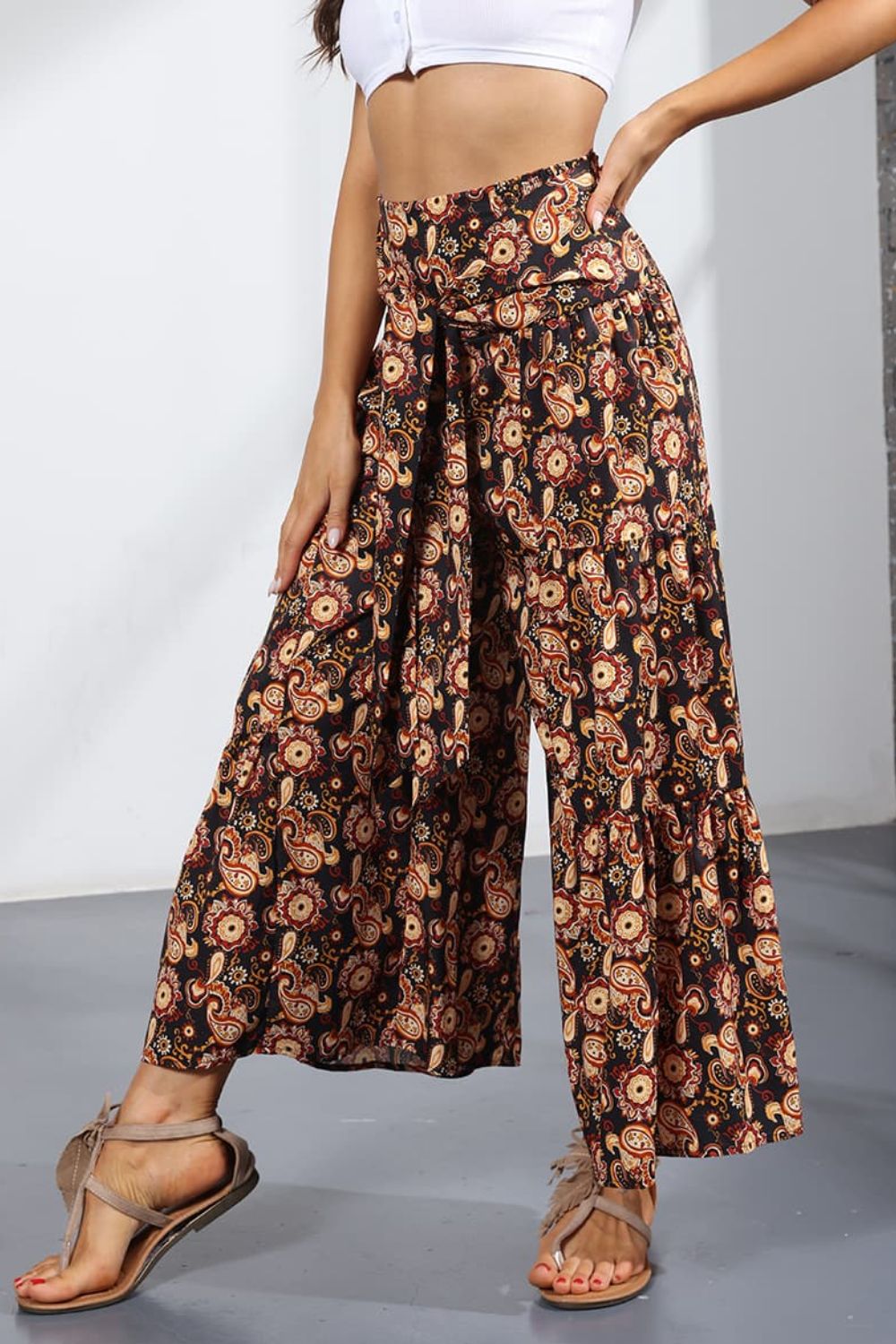 Women’s Printed Tie-Front Culottes