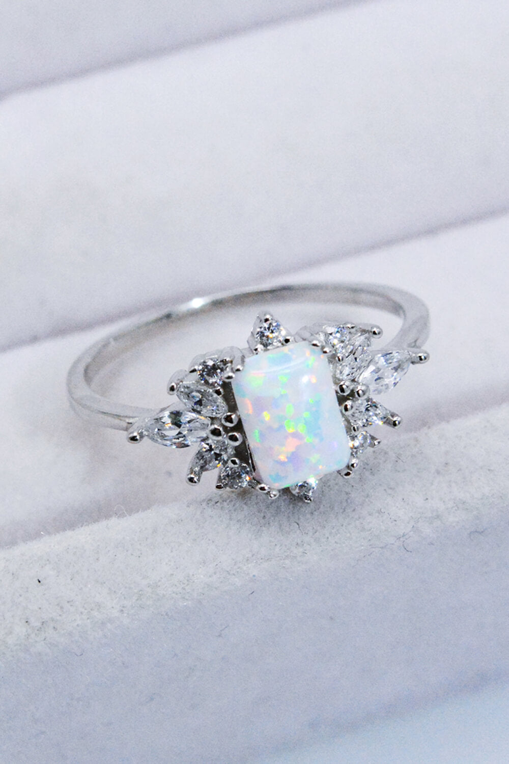 Women’s 925 Sterling Silver Zircon and Opal Ring