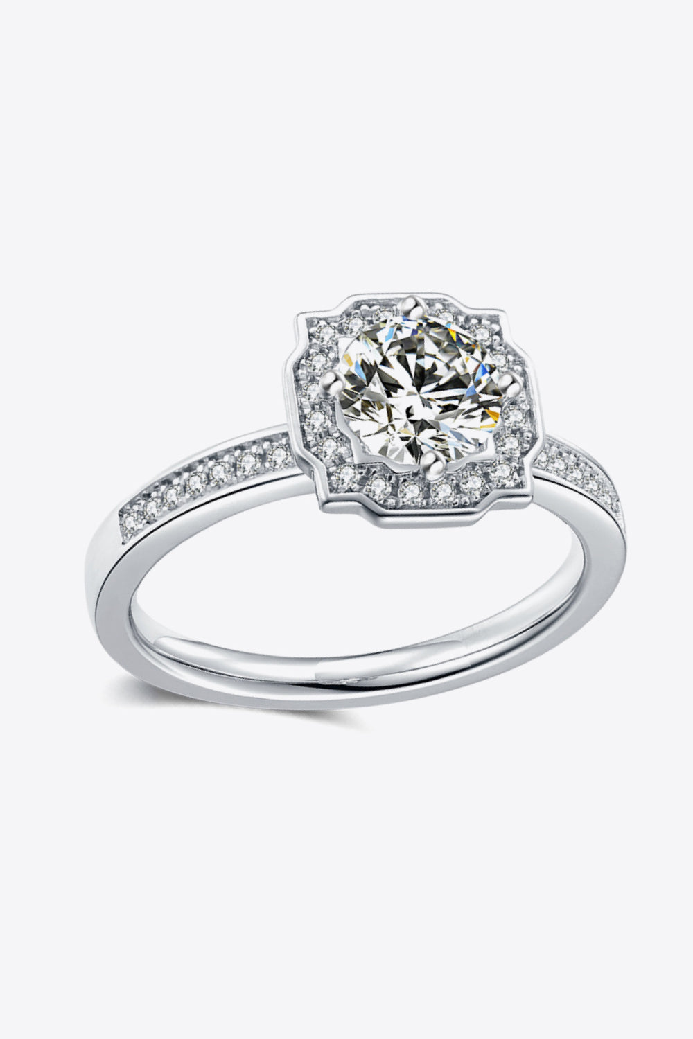 Women’s 1 Carat Moissanite Platinum-Plated Ring