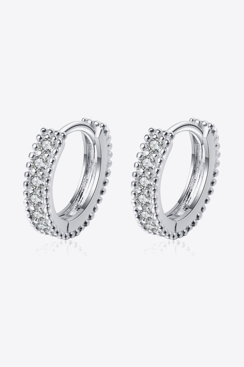 Women’s 925 Sterling Silver Inlaid Moissanite Huggie Earrings