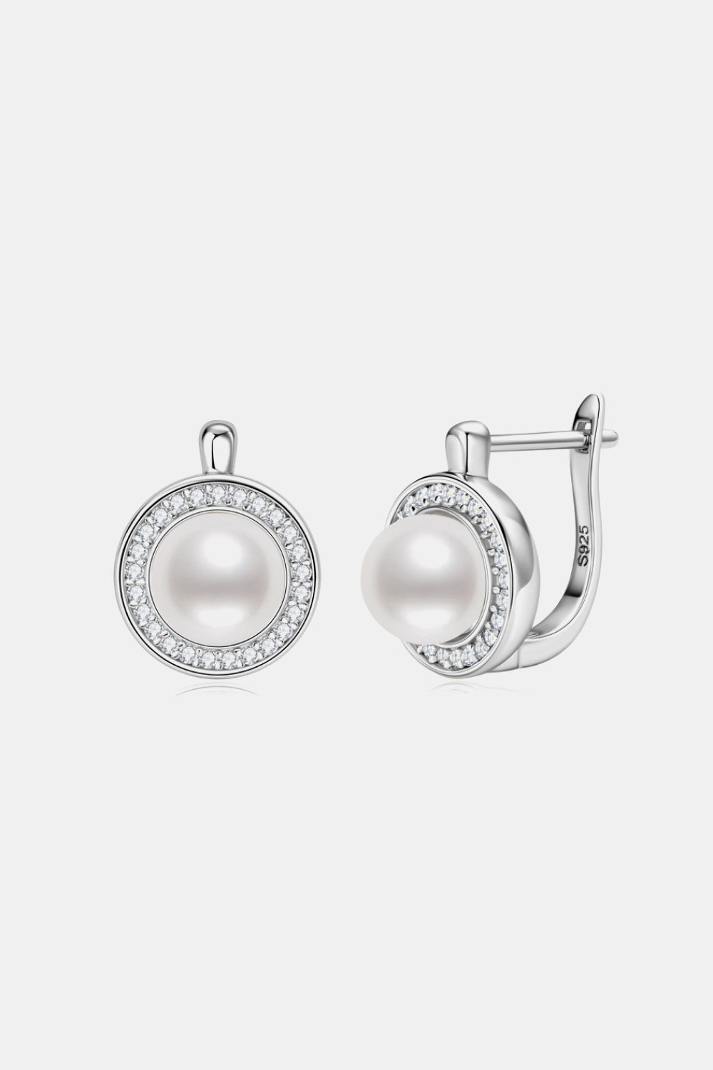 Women’s Moissanite Pearl 925 Sterling Silver Earrings