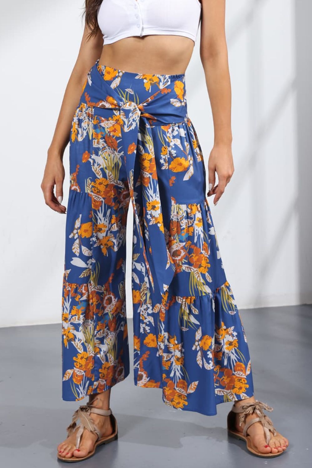 Women’s Printed Tie-Front Culottes