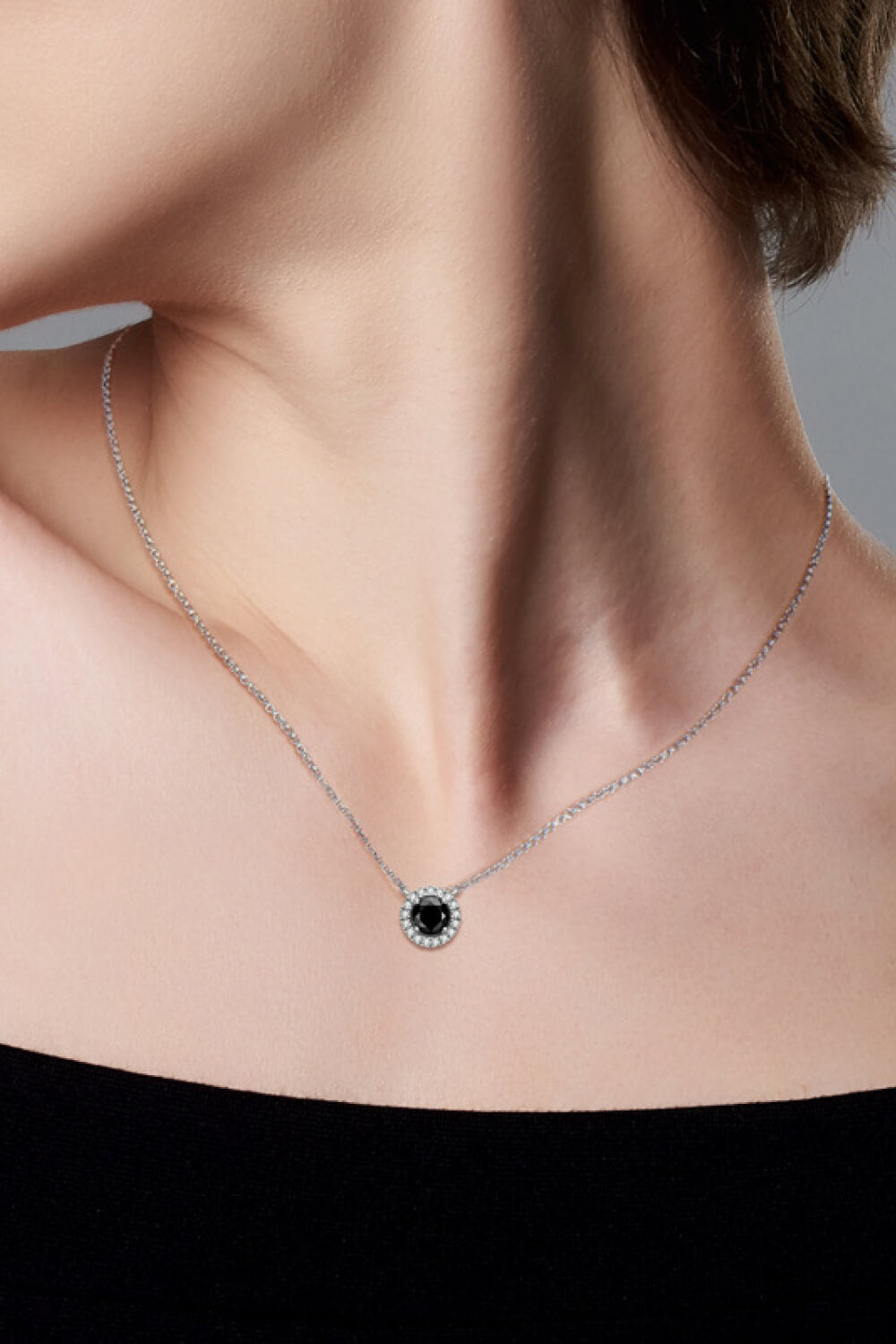 Women’s Two-Tone 1 Carat Moissanite Round Pendant Necklace