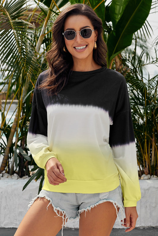 Women’s Tie-Dye Drop Shoulder Round Neck Sweatshirt