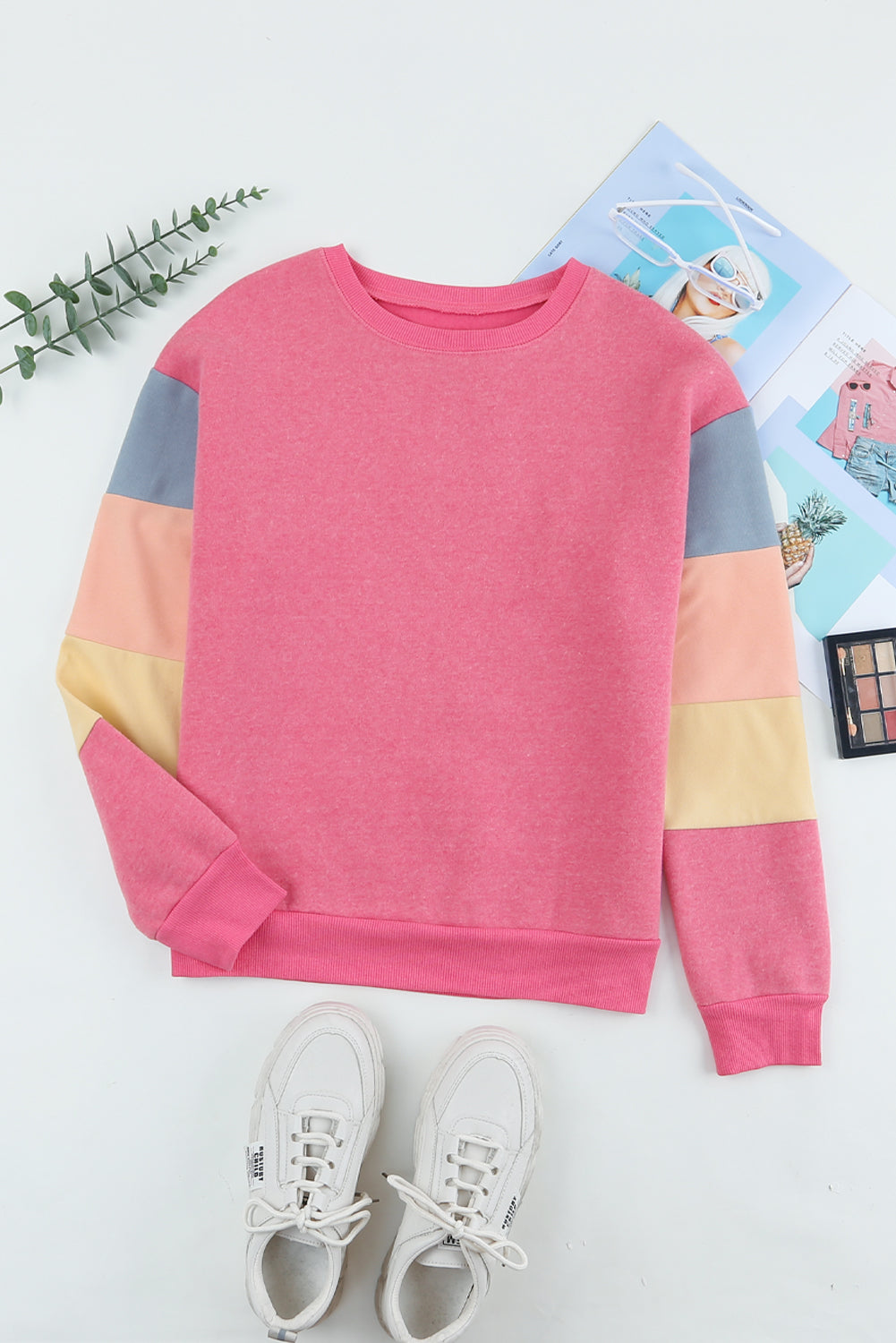 Women’s Color Block Ribbed Trim Sweatshirt
