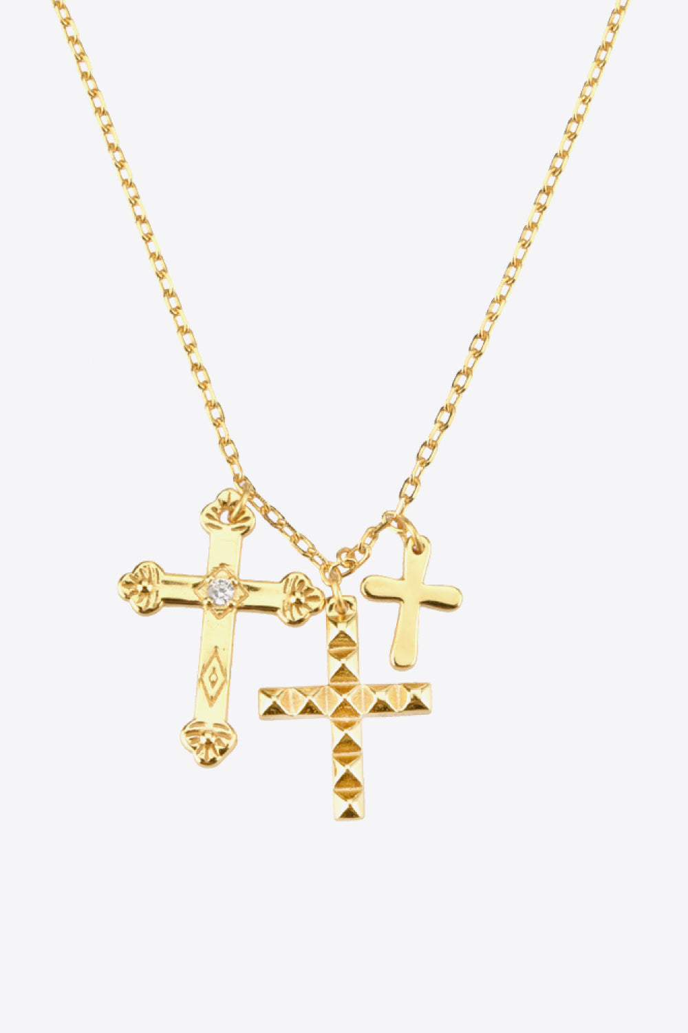 Women’s Inlaid Zircon Cross Pendant Necklace