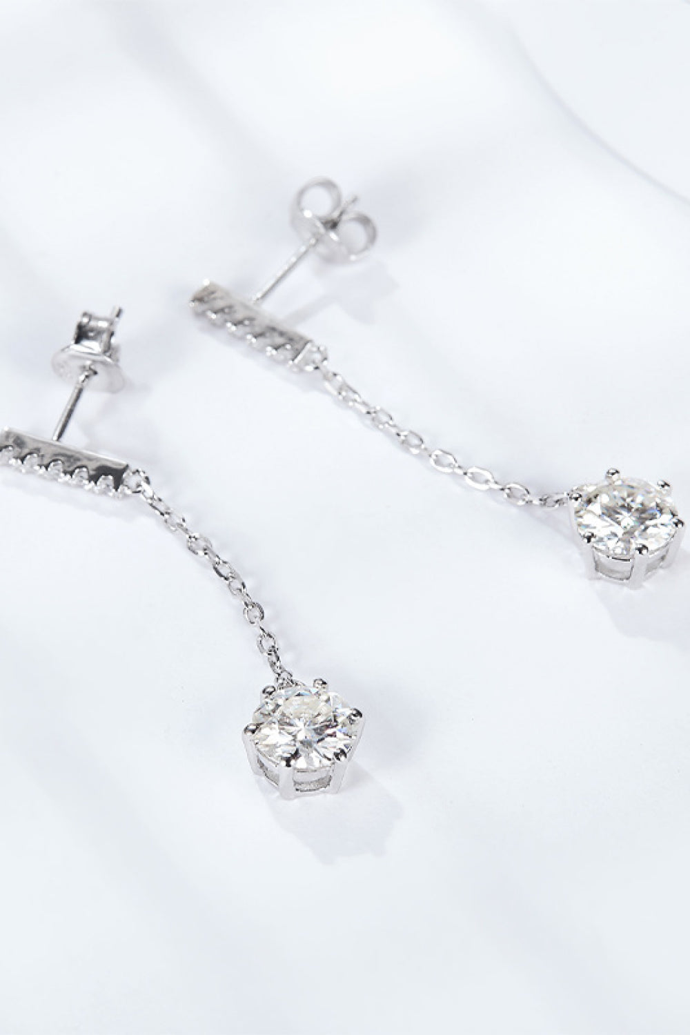 Women’s 6-Prong Round Moissanite Drop Earrings